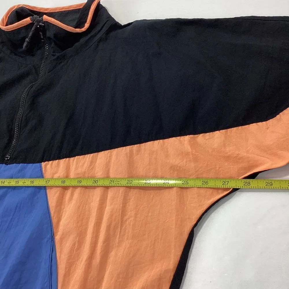 Shell Shock Brand Vintage Nylon Jacket Pullover Wing Arms Neon Orange